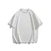 Camiseta Rumeng Verão Sorona Fresca Básica Versátil Cor Sólida Manga Curta para Homens, Casual Solta Minimalista Branca Pura Meia-Manga