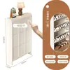 Zapatero abatible ultradelgado estilo crema para la entrada del hogar, mueble de recibidor integrado, zapatero simple que ahorra espacio