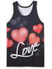 Camiseta para hombre con impresión digital 3D de pareja de San Valentín transfronteriza europea y americana con el texto "Amo a ti" en rojo.