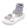 Transfronterizo Nuevo talla grande Suela gruesa Ligeras Pantuflas tejidas Zapatos de mujer Nuevo Europeo y americano Casual Lana Punta redonda Sandalias romanas