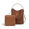 Bolsa Nueva de Mujer Transfronteriza Primavera 2025 Piel Suave Completamente Tejida a Mano Gran Capacidad Bolso Cubo Vintage Bolso Cruzado
