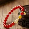 Entrega Direta da Fábrica de Pulseiras de Ágata Vermelha Naturais, Design de Nicho, Pulseiras com Charme da Sorte Estilo Chinês, Joias para Atacado para Homens e Mulheres
