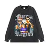 Camiseta Oversized Estampada Transfronteiriça Sem Manga Tendência Marca Rapper Manga Curta Manga Longa Masculina e Feminina Estilo Ins Manga Curta