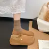 Edição Couro de Vaca Chegada Nova Outono Feminino Bico Redondo Slip-on Duas Formas Sapatos Birkenstock Moda Estilo Coreano Retro Versátil Batata Pequena