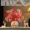 Ornamento de Vaso de Cerâmica para Residência Quente de Luxo Leve Decoração de Flores Artificiais para Sala de Estar Gabinete de TV Presente para Casa Nova