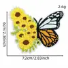 Parche de tela bordado de girasol estilo pastoral con estampado de leopardo, accesorio para prenda, insignia termoadhesiva bordada por computadora