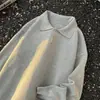 Nuevo Suéter de Punto con Cuello para Hombre Otoño e Invierno, Suéter Gris Holgado Casual, Tendencia de Ropa Exterior en Capas Estilo Coreano Estilo Perezoso