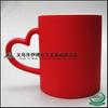 Taza de cerámica esmerilada que cambia de color, con asa de amor, creativa, para bricolaje, sensible a la temperatura, con transferencia de calor, mágica