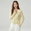 Cárdigan de cachemira con cuello redondo 2026 Otoño/Invierno Nuevo Estilo Hombro de sastre para mujer Capa base Estilo versátil Elegante Top de un solo botón