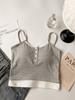 Camisola con Botones, Se Puede Usar como Capa Exterior, Top Rayado Versátil, Copa Fija, No Necesita Sujetador, Ropa Interior con Copa Integrada para Mujer