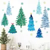 Árbol de Navidad Acuarela Nórdica Pegatina de Pared Pino Colorido Copo de Nieve Pintura Autoadhesiva Pegatina Decoración de Pared Atmósfera Navideña