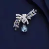 Nuevo Broche de Espiga de Trigo con Lazo de Cristal de Alta Gama, Lujo Ligero, Versátil, Broche de Gota de Agua para Abrigos de Otoño e Invierno