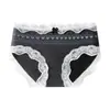 Pantaletas de algodón con encaje para mujer, de cintura media para verano, con lazo sexy, estilo dulce y elegante, bragas triangulares de algodón puro en la entrepierna