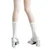 Calcetines Apilados con Lazo Color Crema, Calcetines Finos Transpirables de Verano con Patrón Argyle para Pantorrilla, Calcetines Lolita Pura Deseo Jk