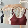 Sujetador anti-exposición strapless de lino de lujo ligero para mujeres con poco busto, delgado, sin varillas, push-up, con tirantes finos de purpurina, sujetador sexy