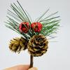 Ramo de Bayas de Flor de Pino Simulado DIY Guirnalda Ramo de Árbol de Navidad Estilo Campana Navideña Aguja de Pino Decoración de Boda