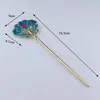Nuevo Estilo Chino Imitación Azul Quemado Flores Doble Cara Estilo Antiguo Hanfu Estilo Tang Primavera Todo Combinable Pasador en Forma de U Placa Hueca Creativa Pelo