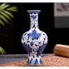 Mini Adornos de Jarrón de Porcelana Azul y Blanca Cerámica Hidropónica Retro Arreglo Floral Hogar Antiguo Decorativo Jarrón de Flores de Calabaza