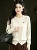 Conjunto de dos piezas Andy de terciopelo, nuevo para otoño e invierno, dulce cárdigan de punto suave de manga larga con forma de corazón para mujer, cuello redondo, top holgado y elegante