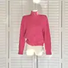 Suéter abrigo de lana trenzado casual girlish old money rl versátil con cremallera