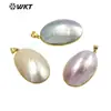 JP338 Colgante Natural Súper Brillante de Mabei para Mujer Colgante de Concha con Borde Dorado de Moda Collar Noble Colgante de Perla
