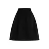 Saia de lã A-line retrô com senso de design para mulheres outono e inverno petite coreana minimalista plissada emagrecedora meia-saia outono e inverno
