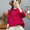 Camisa de manga larga de gasa de algodón de doble capa para mujer, exportación a Japón, simple y versátil, suave, amigable con la piel, transpirable, top de algodón puro