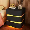 Mesita de Noche Estilo Crema Dormitorio Creativo Hogar Nuevo Moderno Simple Gabinete de Almacenamiento de Mesita de Noche de Alta Gama con Luz Venta al por Mayor