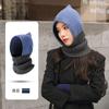 Gorro de invierno de una pieza de punto de lana nueva, gorro cálido para mujer, gorro de pila con punta de marea pequeña y cara roja de red