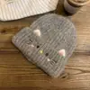 Gorro de Lana Tejido de Moda Estilo Coreano para Mujer, Otoño e Invierno, Cálido y a Prueba de Viento, Gorro Japonés de Gama Alta Versátil para Circunferencia de Cabeza Grande
