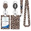 Lanyard floral pequeño fresco fácil de jalar fácil de jalar poliéster transferencia de calor lanyard pvc estampado de leopardo funda para tarjeta de certificado