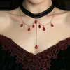 Collar con Colgante de Borla Personalidad Estilo Gótico Retro Transfronterizo Europeo y Americano Creativo Cadena de Clavícula Multicapa con Cuentas Oscuras