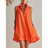 Amazon Europeo y Americano Transfronterizo 2026 Nuevo Chaleco Casual de Verano para Mujer con Cuello de Cremallera Vestido sin Mangas de Vacaciones para Mujer