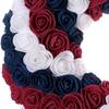 Corona de Flores de Rosa de Amazon Transfronteriza en Bloques de Color Rojo, Blanco y Azul para Puerta, Pared, Hogar, Decoración de Hotel, Corona Festiva del Día de la Independencia