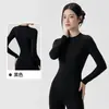 Top de manga comprida para yoga com sensação de segunda pele para mulheres, justo, modelador da cintura, camiseta fitness emagrecedora, top para treino de Pilates, esportes de corrida