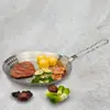 Placa de Barbacoa de Acero Inoxidable Diseñada Especialmente para Barbacoa Transfronteriza, Sartén para Parrilla Multifuncional para Exteriores Antiadherente Anti-quemaduras, Cesta para Parrilla con Asa Plegable