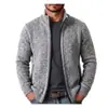 Amazon Transfronterizo Otoño e Invierno Suéter Cardigan de Cuello Alto para Hombre Chaqueta Gruesa Cálida con Forro Polar Estilo Europeo y Americano Prendas de Punto Ropa de Abrigo
