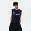 Chaleco deportivo de estilo americano para calle con estampado de letras para hombre y mujer, verano fino de secado rápido casual holgado fresco camiseta