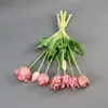 Borracha macia multicamadas onda boca pontuda gravata mista 7 tulipas de silicone buquê de flores artificiais ornamentos decoração de fotografia para casa
