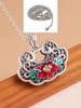 Collar con cierre de seguridad de flor de peonía de plata esterlina s925 para mujer, colgante con candado Lang Ruyi pintado, cadena de suéter larga retro, cadena de clavícula