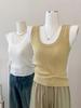Colete Tricot Fino com Decote U de Seda Gelada para Mulheres, Novo Estilo Verão 2026, Top Sem Mangas que Cobre os Seios Laterais, Regata de Outerwear