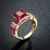 Joias da Moda Transfronteiriças, Anéis Fashion em Várias Cores com Zircônia Quadrada, Anéis Exquisitos Masculinos e Femininos, Atacado de Fabricantes