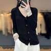 Camisa de base com gola polo para mulheres Primavera e Outono cardigã de lã solto versátil suéter listrado penteado combinação de cores blusa interna