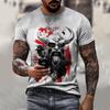 Camiseta 3DT transfronteriza de comercio exterior 2023, nueva camiseta de verano para hombre, ajustada, con estampado de guerrero vikingo mitológico, camiseta deportiva informal