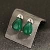 Brincos Pendentes Gota Ágata Imitada Verde Agulha de Prata Brincos Elegantes com Pedras Incrustadas de Alto Nível Estilo Chinês Brincos com Agulha de Prata 925 para Mulheres