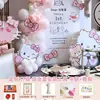 Montaje de Decoración de Cumpleaños de Hello Kitty para Escena de un Año, Tablero Kt para Atmósfera de Fiesta de Primer Cumpleaños del Bebé, y Artículos para la Ceremonia del Primer Cumpleaños