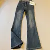 Jeans de pana gruesa azul grisáceo micro-campana para mujer 2026 Otoño/Invierno Pantalones acampanados elásticos de cintura alta para figura de pera