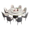 Mesa de jantar redonda em mármore estilo italiano, uma mesa redonda luxuosa e elegante para uso doméstico, adequada para restaurantes e ambientes comerciais, com tampo de mármore resistente ao calor que pode ser usado com cooktops de indução