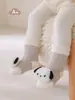 Calcetines para bebé recién nacido invierno engrosados con forro polar lindos calcetines de muñeco de dibujos animados calcetines para bebé para interior antideslizantes para niño pequeño