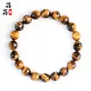 Beibeifu Cristal Ojo de Tigre Amarillo Natural Cuentas Redondas Pulsera Facetada Piedra Ojo de Tigre Amarillo Cuerda de Mano Facetada Mayoreo